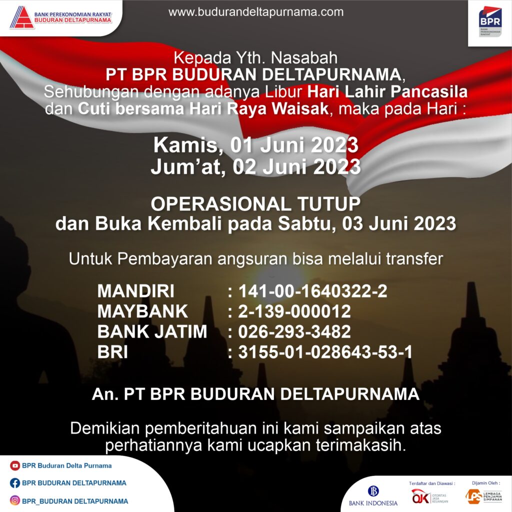 Pengumuman Libur Harlah Pancasila dan Cuti Bersama Waisak